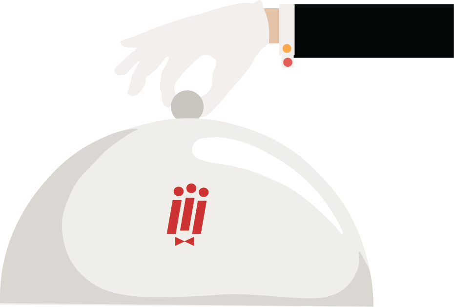 Une main s'apprête à soulever une cloche Tiiing